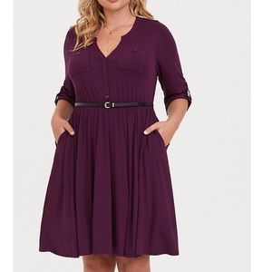 Torrid Plum Jersey Button Up Shirt Dress 3x